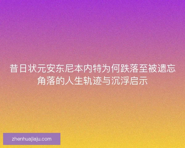 昔日状元安东尼本内特为何跌落至被遗忘角落的人生轨迹与沉浮启示